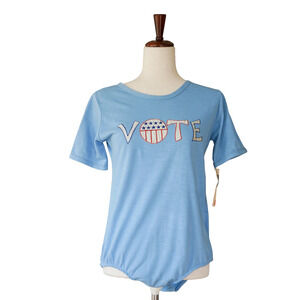 VTG 1970s Monsanto VOTE Bodysuit T Shirt M Retro Embroidery Flag Politic NWT